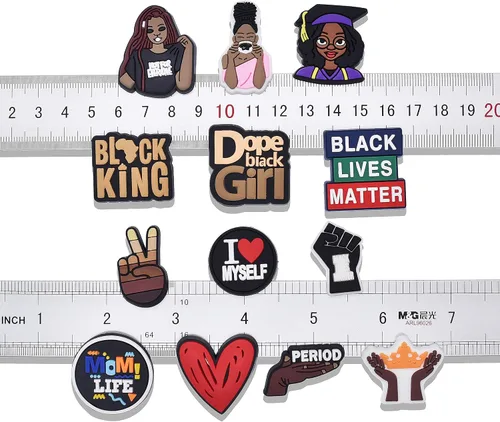 Miniatura 2 de SHINQEAR Black Girl - Dijes para zapatos con letras mágicasrosas para mujer, bonitos dijes unisex para adultos, para ajustar, sandalias, pulseras