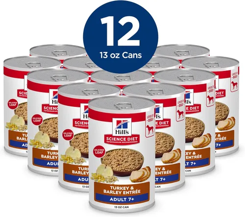 Miniatura 3 de Hill's Science Diet Adult 7+ - Alimento húmedo para perros, pavo y cebada, latas de 13 onzas, paquete de 12