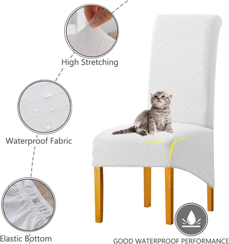 Miniatura 3 de Fundas impermeables para sillas de comedor XL/extragrandes, fundas para sillas Parsons (blanco, juego de 2 (XL))