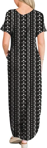 Miniatura 4 de ANRABESS - Vestido largo de playa de verano con bolsillos, suelto, informal, de manga corta, para mujer