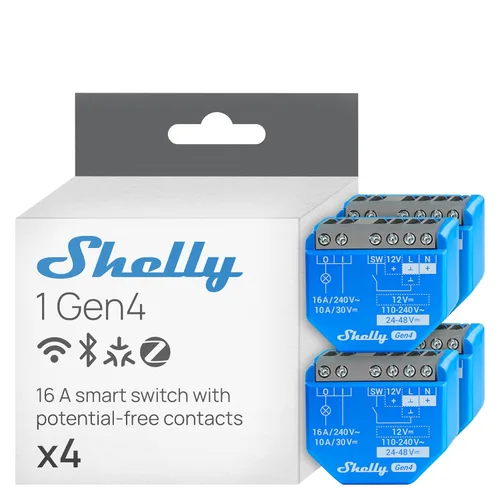 Miniatura 9 de Shelly 1 Gen4 Interruptor de relé inteligente Wi-Fi, Zigbee y Matter con contactos secos, 1 canal 16A Automatización del hogar Compatible