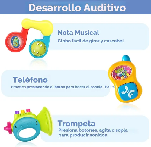 Miniatura 3 de iPlay, iLearn Juego de 10 sonajeros para bebés, juguetes, sonajero fácil de agarrar y sacudir, mordedor sensorial, juguete musical de aprendizaje