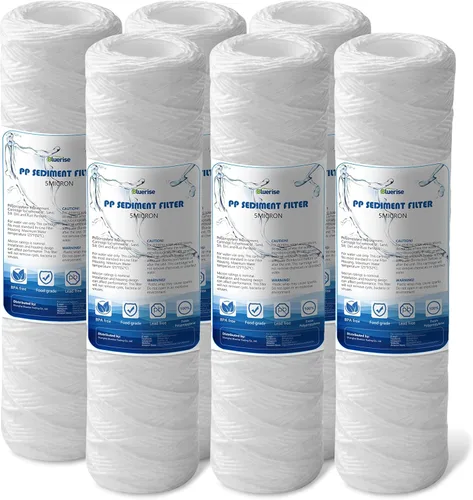 BLUERISE 5 micras 25,4 x 6,3 cm Cartucho de repuesto para filtro de agua de toda la casa con alambre enrollado - Paquete de 6 Paquete de 6 filtros