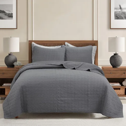 Miniatura 17 de Cozy Line Home Fashions Juego de edredón de ropa de cama de medallón victoriano de algodón 100% blanco sólido matelassé en relieve, colcha ligera