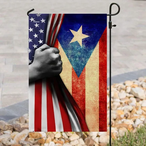 Miniatura 15 de Banderas de Puerto Rico – Bandera estadounidense puertorriqueña – Bandera de jardín de 12 x 18 pulgadas, decoración para exteriores, lona resistente