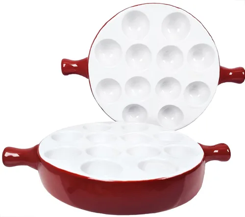 Miniatura 10 de Plato de cerámica para hornear, para aperitivos, caracoles a la parrilla, vieiras, vajilla de 6.22 pulgadas (2 piezas) con asa, apta para horno