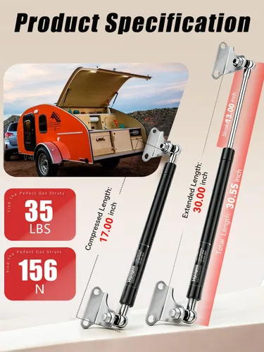 Miniatura 2 de Vepagoo Amortiguadores de Gas de 30 Pulgadas 35Lb/156N con Soportes de Montaje, Soportes de Elevación para Almacenamiento de Cama de RV Remolque