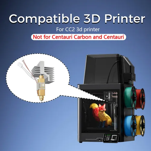 Miniatura 2 de 3PCS for Centauri Carbon 2/CC2 Ceramic Hotend 0.4mm Hardened Steel Brass Nozzle- 3D Printer Extruder Hot End/Printhead Silicone Sock, Heatsink