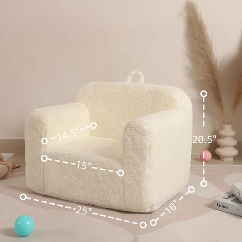 Miniatura 3 de MOMCAYWEX Silla de Sherpa Suave y Acogedora para Niños, Silla de Espuma Acogedora para Niños Pequeños para Niños y Niñas, Crema