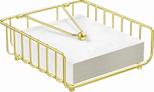 Servilletero para mesa con brazo pesado, servilleteros planos de metal para servilletas de papel, dispensador de servilletas al aire libre para