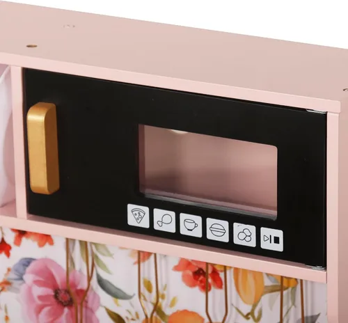 Miniatura 7 de TOUCH US Juego de Cocina de Madera para Niños con Luz, Juego de Cocina de Juguete de Pretensión para Niños, Fregadero Juguete Horno con Microondas