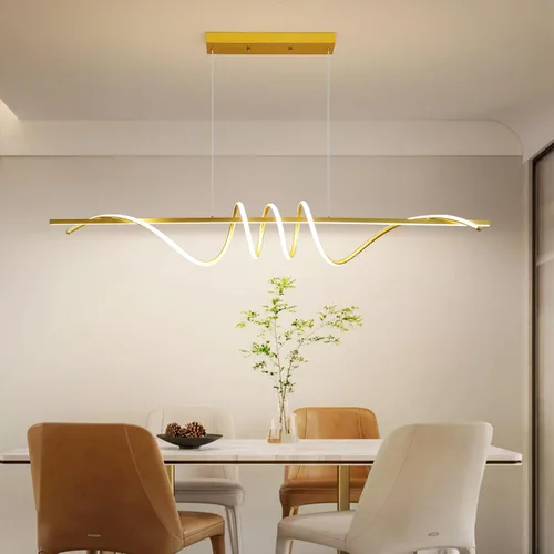 Miniatura 5 de Modern 59inch Led Chandeliers for Dining Room, Dimmable 3000k~6500k Remote Control Gold Spiral Shape Pendant Lights 50w Height Adjustable Hanging