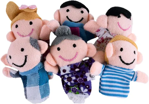 Miniatura 3 de Mini abuelos, mamá y papá, hermano y hermana, marionetas de dedo de familia para niños, espectáculos, recreación, colegios - 6 piezas.