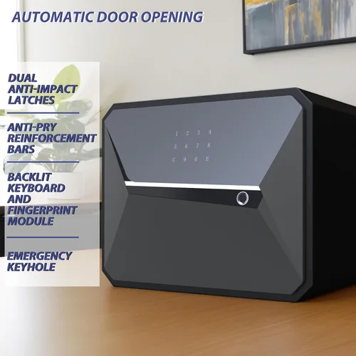 Miniatura 4 de Caja de seguridad inteligente de huellas dactilares con llave, 1.2 cúbicos, caja de seguridad para oficina en casa (1.2 pies cúbicos - 30 años)