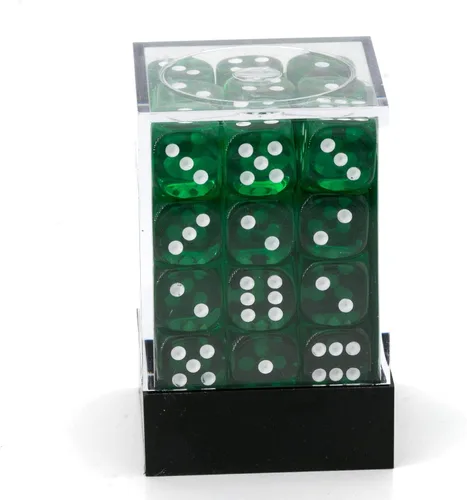 Miniatura 2 de Chessex DND - Juego de dados D&D, 0.472 in, juego de dados poliédricos de plástico translúcido verde y blanco, dados de mazmorras y dragones
