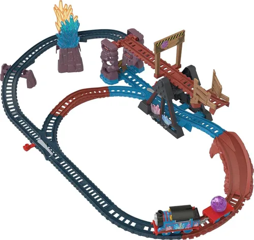 Thomas & Friends Juego de tren de juguete motorizado Crystal Caves Adventure con Thomas, puente basculante y 8 pies de pista para niños en edad