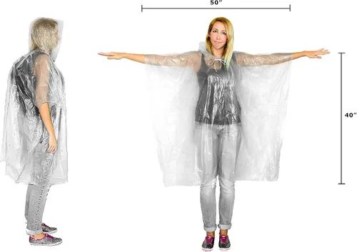 Miniatura 2 de Lingito Clear Emergency Rain Ponchos Adults, Thicker, 100% Waterproof Emergency Camping Rain Poncho, Amusement Parks, Hikes