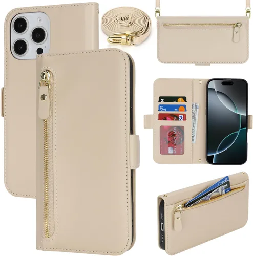 Miniatura 59 de Lipvina Funda tipo cartera para iPhone 12 Pro Max / 13 Pro Max para mujeres, bolsillo con cremallera, funda de teléfono de cuero PU con soporte