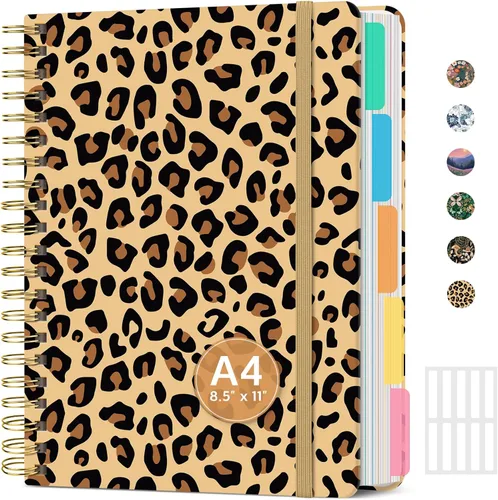 Miniatura 15 de Cuadernos grandes con forro en espiral para el trabajo con divisores y pestañas extraíbles, 8.5 x 11 pulgadas, bonito cuaderno de tapa dura de 5