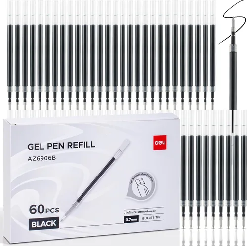 Miniatura 13 de deli Bolígrafos de gel, 100 bolígrafos retráctiles, tinta negra, punta media de 0.028 in, escritura suave, secado rápido, no se corren para tomar