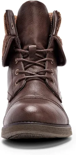 Miniatura 5 de Botines para mujer, estilo combate con cordones y peluche.