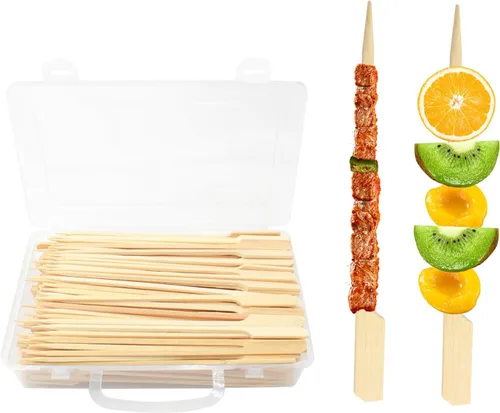 Miniatura 8 de 200 pinchos de bambú para aperitivos, palillos de dientes de 4.7 pulgadas con caja de almacenamiento, púas de cóctel para bebidas, brochetas