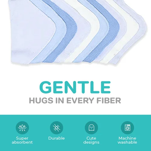 Miniatura 4 de Spasilk Juego de Paños de Lavado para Bebés Recién Nacidos Niños y Niñas, Juego de Paños de Rizo Suave, Paquete de 10, Azul