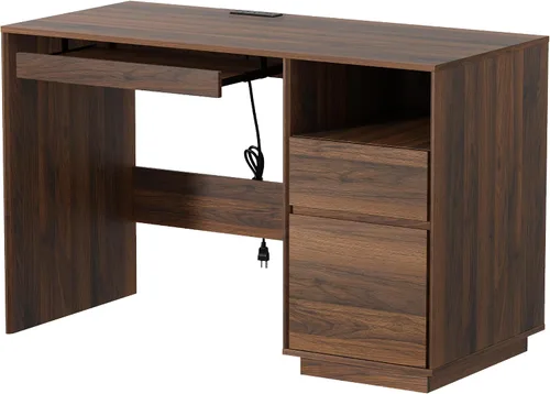 Miniatura 7 de Escritorio ejecutivo de 47 pulgadas con cajón de archivos, escritorio de computadora de granja con estación de carga y compartimento