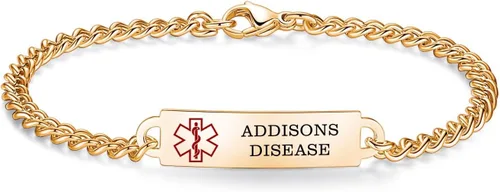 Miniatura 18 de Pulseras de identificación de alerta médica de 6.5 "-8.5" para mujeres, pulseras de emergencia médica de acero inoxidable, grabado gratuito