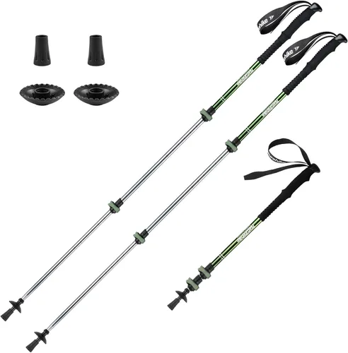 Miniatura 9 de Naturehike - Bastones de senderismo plegables, bastones de senderismo ajustables de aluminio ligero, absorción de impactos con correas