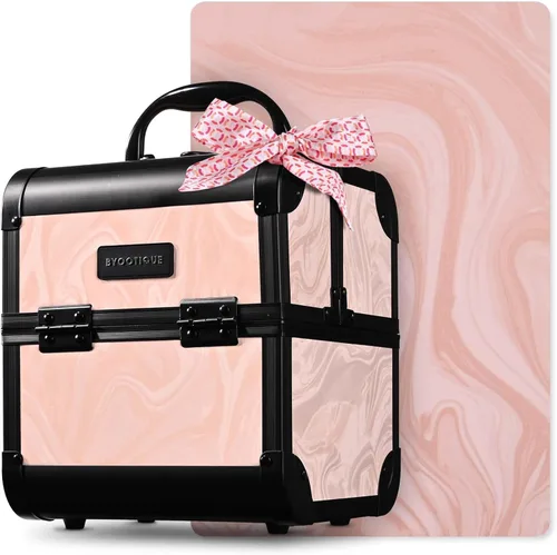 Miniatura 81 de BYOOTIQUE estuche rodante para maquillaje 4 en 1, con cerradura, maletín tipo trolley para cosméticos, con 4 ruedas extraíbles, organizador de viaje