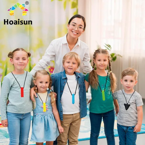 Miniatura 7 de Collares masticables para niños sensoriales, paquete de 6 collares masticables para niños sensoriales con autismo, TDAH, TEP, masticación