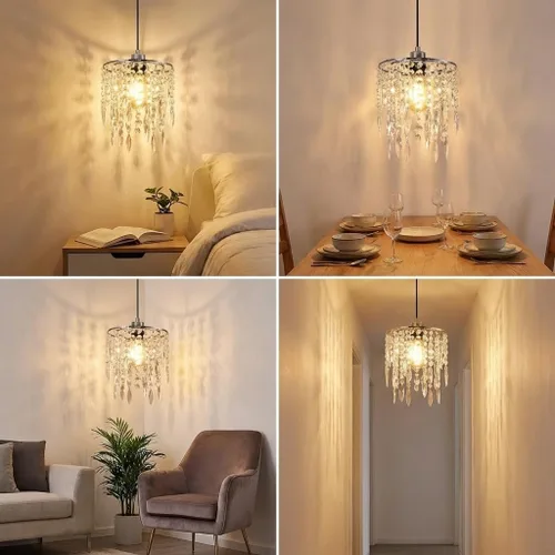 Miniatura 3 de Cortinas de araña de 11.81 pulgadas x 8.66 pulgadas de profundidad, pantalla de cristal pequeña, pantalla colgante de cuentas acrílicas, modernas