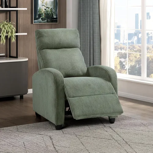 Miniatura 23 de Lexicon Sillón Reclinable de Pana con Respaldo Empujable Sillón Butaca Reclinable de Empuje hacia Atrás, Marco de Madera Sólida y Base de Metal