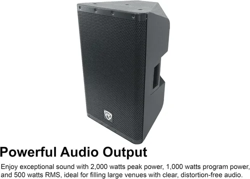 Miniatura 8 de Rockville DX12 2000W Altavoz PA alimentado de 12 pulgadas, mezclador de 2 canales, entradas XLR y 1/4, montaje en poste de doble ángulo