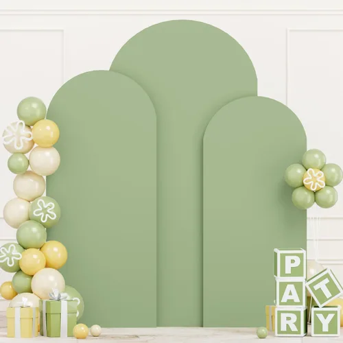 Miniatura 20 de Cubierta de Arco de Boda Verde Cazador 3.3x6.6 pies Spandex Elástico Chiara Cubierta de Telón de Fondo para Soporte de Arco de Parte Superior