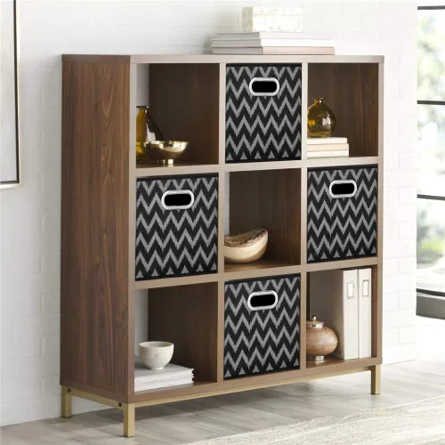 Miniatura 7 de Contenedores de almacenamiento de cubo plegable Cajas de almacenamiento de tela con inserciones de chevron Cajas de almacenamiento de tela plegables