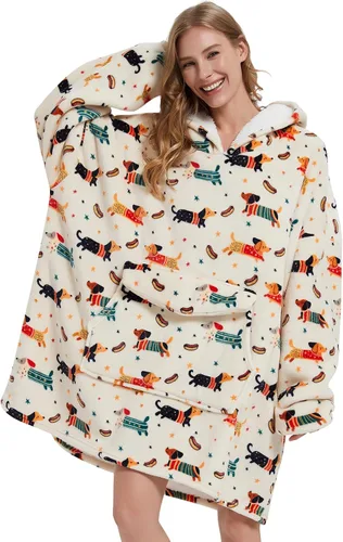 Miniatura 17 de Mewkou Manta con capucha para adultos, manta de forro polar Sherpa de gran tamaño con capucha para mujeres y hombres, café