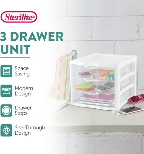 Miniatura 4 de Sterilite ClearView - Sistema organizador de almacenamiento compacto de 3 cajones (8 unidades)