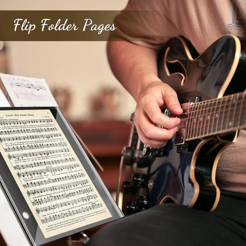 Miniatura 7 de 12 piezas de folio negro con tapa para archivos de música, archivos, hojas de 7.3 x 6.3 pulgadas, PVC impermeable, para ventana, carpeta musical