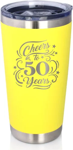 Miniatura 7 de Cheers to 50 Years - Vaso de café aislado con tapa deslizante - Taza aislada de acero inoxidable - Regalo para 50 aniversario - Negro