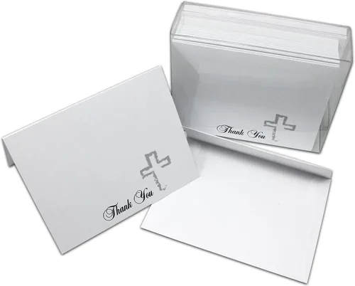 Miniatura 2 de Small World Greetings Simple White - Tarjetas de agradecimiento religiosas, 24 unidades, interior en blanco con sobres, tamaño A2
