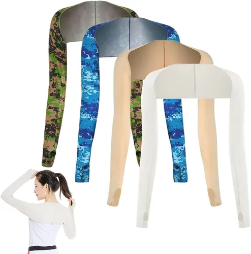 Miniatura 14 de 4 fundas de chal de enfriamiento con agujeros para los dedos, chal de enfriamiento para mujer, fundas de brazo anti UV, transpirables y cómodas