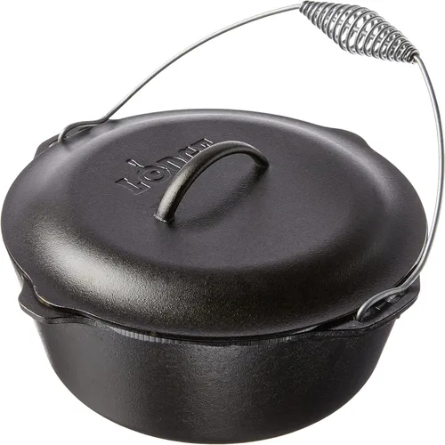 Miniatura 19 de Lodge Horno holandés de hierro fundido pre-sazonado de 5 cuartos de galón con tapa, mango de alambre para una fácil transferencia de la superficie