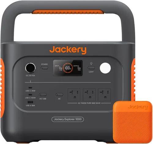 Miniatura 23 de Jackery Explorer 1000 v2 Estación de Energía Portátil, Batería LiFePO4 de 1070Wh, Salida AC de 1500W/USB-C de 100W, Carga Rápida de 1 Hora