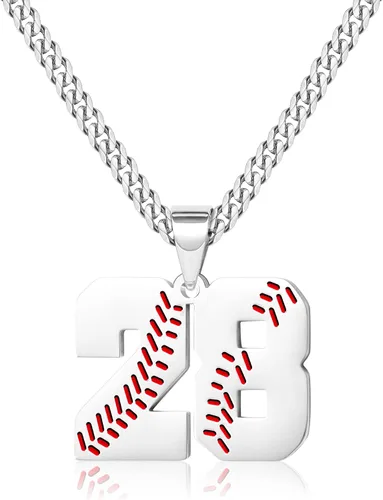 Miniatura 56 de Btysun Collares de béisbol de béisbol número 0-99 dijes de acero inoxidable para hombres, regalos de béisbol, papá, marido, regalo de Navidad