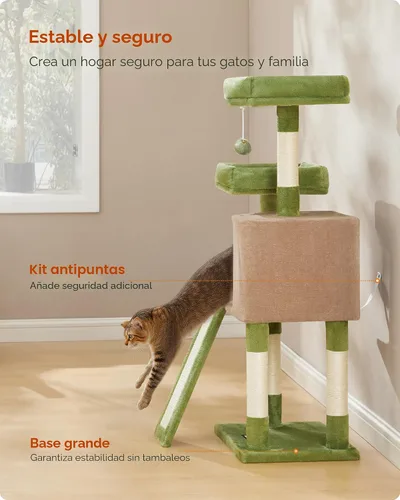 Miniatura 7 de Feandrea Árbol para gatos, torre para gatos de 45.3 pulgadas, condominio de felpa con poste rascador, rampa, perca, cueva espaciosa, para espacios