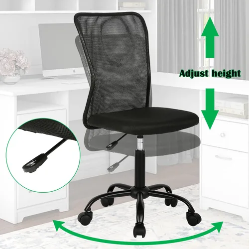 Miniatura 5 de Silla de oficina, silla de escritorio, silla de trabajo con respaldo medio para computadora con altura ajustable y soporte lumbar, asiento giratorio