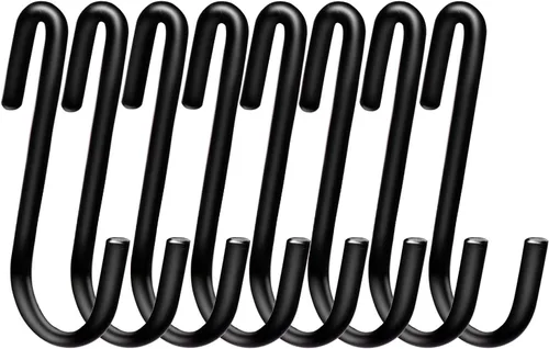 ESFUN - Paquete de 30 ganchos en S de 2.4 pulgadas para colgar en estantes de alambre, ganchos en forma de S negros para colgar, soportes para ollas
