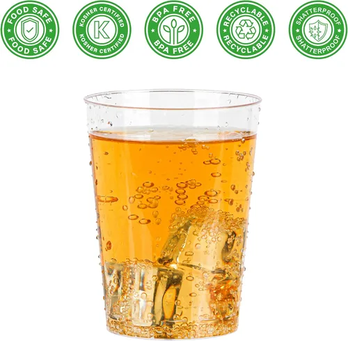 Miniatura 3 de PARTY BARGAINS Vasos de plástico duro transparente de 12 onzas, paquete de 100 vasos desechables rígidos de alta resistencia, vasos resistentes a